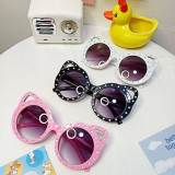 Kids Cartoon Cat Point Drill Anti-UV Protection Sunglasses