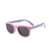 Kids UV Protection TPEE Rubber Polarized Sunglasses Pink Frame