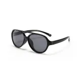 Kids Boys & Girls UV Protection TPEE Rubber Polarized Silicone Toad Sunglasses Black Frame