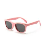 Kids UV Protection TPEE Rubber Polarized Sunglasses Pink Frame
