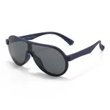 Kids Sport Shield UV Protection TPEE Rubber Polarized Sunglasses Black Frame