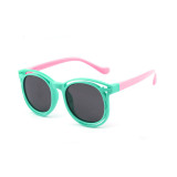Kids Boys & Girls Anti-UV Protection Silicone Round Sunglasses Pink Frame