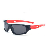 Kids UV Protection TPEE Rubber Polarized Light Silicone Sunglasses Red Frame