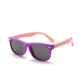 Kids UV Protection TPEE Rubber Polarized Sunglasses Pink Frame