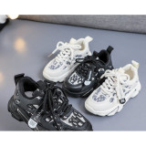 Kids Letter Embroidery Mesh Breathable PU Leather Running Sport Sneakers Shoes