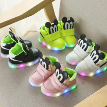 Toddler Kids LED Light Shining Mickey Sneakers Flat Shoes