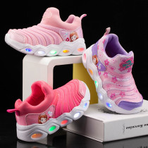 Kids LED Light Princess Sofia Breathable Sports Slip On Sneakers Shoes