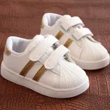 Toddler Kids White Flat PU Leather Breathable Sports Sneakers Shoes