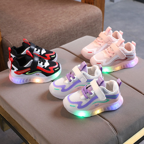 Toddler Kid LED Light Macthing Color Mesh Breathable Sneakers Shoes