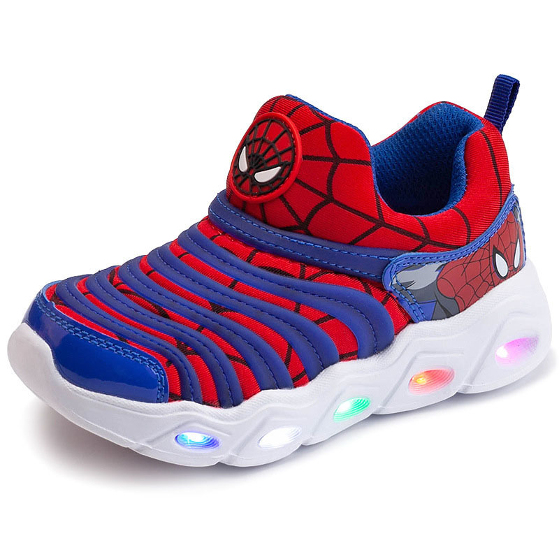 Kids LED Light Spider Man Breathable Sports Sneakers Shoes