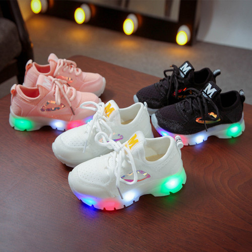Toddler Kid LED Light Sequins Mesh Breathable Sneakers Shoes