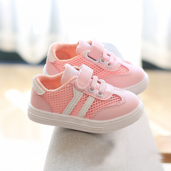 Baby Toddlers Kids Stripes Net Breathable Soft Sneakers Walking Shoes