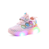 Toddler Kid Girl LED Light Shining Mesh Breathable Sport Sneakers Shoes