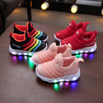 Toddler Kids LED Light Breathable Slip on Sports Sneakers Shoes