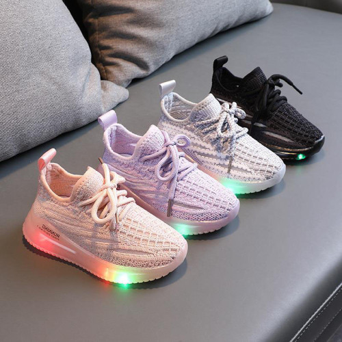 Kids LED Light Shining Net Mesh Breathed Running Sport Sneakers Shoes