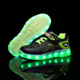 Kid USB Charging LED Light Sports Mesh Breathable Sneakers Shoes For Boys Girls