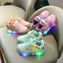 Toddler Kid Girl Rabbit LED Light Sequins Mesh Breathable Sneakers Shoes