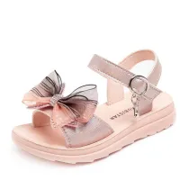 Girl Mesh Bowknot Peep-Toe Zircon Lightweight Sandals Shoes