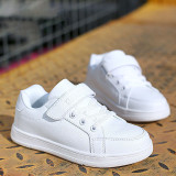 Kids Classic White Sneakers Flat PU Leather Shoes For Boy Girl