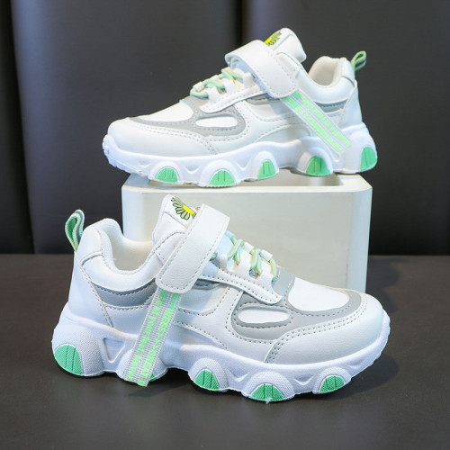 Kid White Daisy Breathable Air Permeable Leather Sports Sneakers Shoes