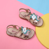 Kid Girl Embroidery Unicorn Glitter Sandals Shoes
