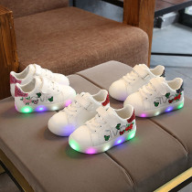 LED Light Kids Shoes Sequins Embroidery Flowers Sport Sneakers Shoes