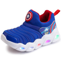 Kids LED Light Marvel Captain America Iron Man Breathable Sports Slip On Sneakers Shoes