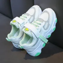 Kid White Daisy Mesh Breathable Slip On Sports Sneakers Shoes