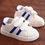 Toddler Kids White Flat PU Leather Breathable Sports Sneakers Shoes