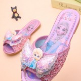 Kid Girl Sequins Jewelry Bowknot Wing Frozen Elsa Slippers Sandals Shoes