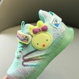 Toddler Kid Girl Rabbit LED Light Sequins Mesh Breathable Sneakers Shoes