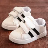 Toddler Kids White Flat PU Leather Breathable Sports Sneakers Shoes