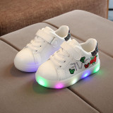 LED Light Kids Shoes Sequins Embroidery Flowers Sport Sneakers Shoes