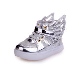 Toddler Kid Girl LED Light Bright Leather Upper With Wings Sneakers Shoes