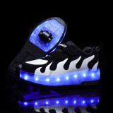 Kids LED Light USB Charging Roller Skates Double Wheels Sneakers Shoes for Girls Boys
