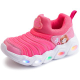 Kids LED Light Princess Sofia Breathable Sports Slip On Sneakers Shoes