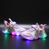 Toddler Kids Girl LED Light Mesh Breathable Slip On Sneakers Shoes