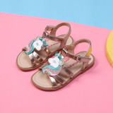 Kid Girl Embroidery Unicorn Glitter Sandals Shoes