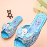 Kid Girl Sequins Jewelry Bowknot Wing Frozen Elsa Slippers Sandals Shoes