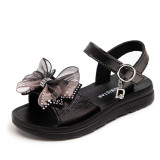 Girl Mesh Bowknot Peep-Toe Zircon Lightweight Sandals Shoes