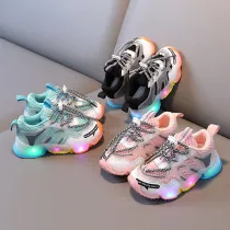 Toddler Kid LED Light Mesh Breathable Slip On Jelly Sneakers Soles