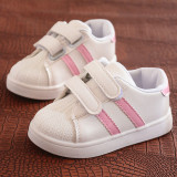 Toddler Kids White Flat PU Leather Breathable Sports Sneakers Shoes