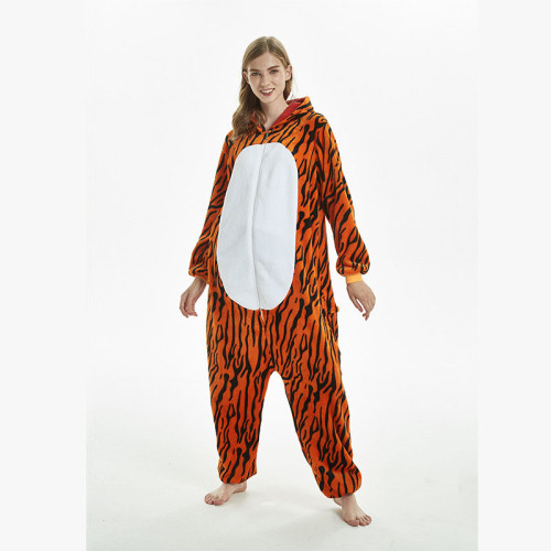 Unisex Adult Pajamas Brown Tiger Animal Cosplay Costume Pajamas