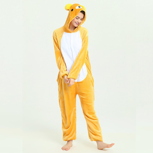 Unisex Adult Pajamas Yellow Bear cat Animal Cosplay Costume Pajamas