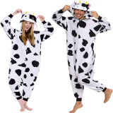 Unisex Adult Pajamas White and Black Cow Animal Cosplay Costume Pajamas