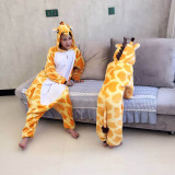 Unisex Adult Pajamas Yellow Giraffe Animal Cosplay Costume Pajamas