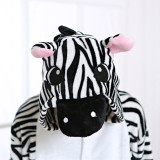 White and Black Zebra Onesie Kigurumi Pajamas Cosplay Costume for Unisex Adult