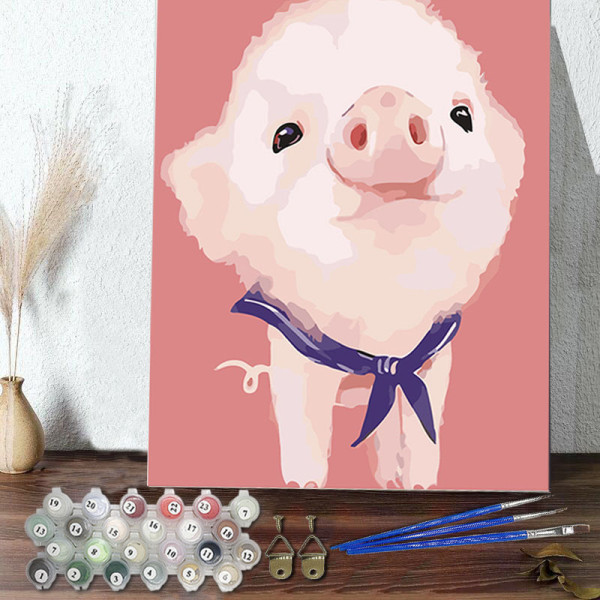 DIY Paint By Numbers Colorful Pig Oil Painting Zero Basis HandPainted Home Decor Canvas Drawing