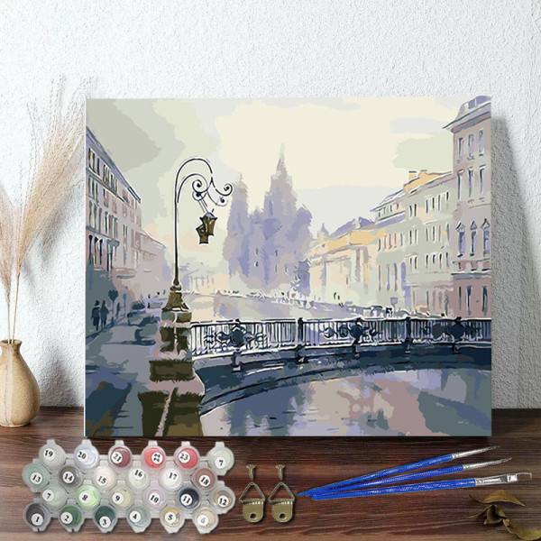 DIY Paint By Numbers Colorful City Oil Painting Zero Basis HandPainted Home Decor Canvas Drawing