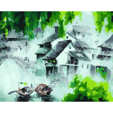 DIY Paint By Numbers Colorful Waterside Scenery Oil Painting Zero Basis HandPainted Home Decor Canvas Drawing